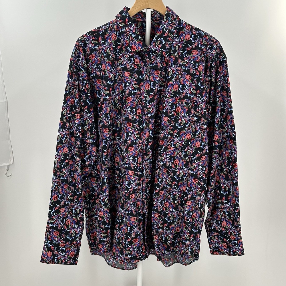 Alan Flusser Retro Paisley Button Down‎ Shirt Multicolor Statement Print